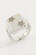 Yıldız Zirkon Taşlı Yüzük-Gümüş Rengi - Görsel 2
