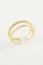 İkili Zirkon Taşlı Yüzük-Sarı