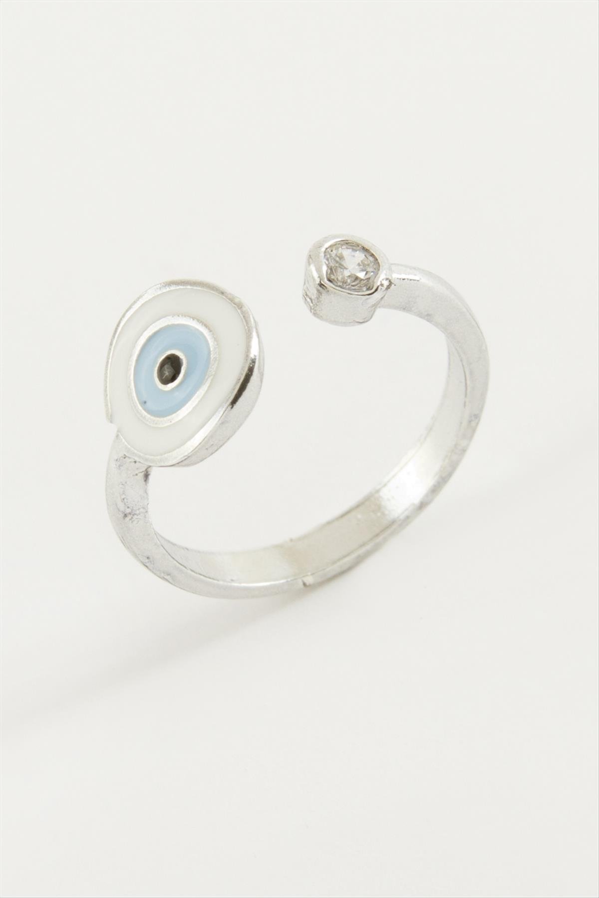 1207951_nazar-mineli-tasli-yuzuk-8-9259.jpg Nazar Mineli Taşlı Yüzük-Gümüş Rengi - Görsel 1