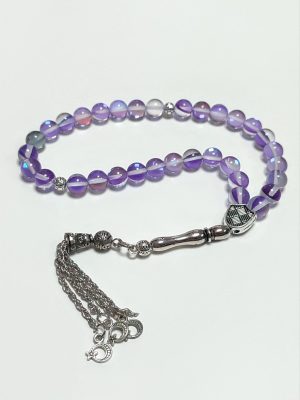 Neon Kuvars Doğaltaş Tesbih 8 mm-Mor