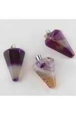 Akik Pandül Doğaltaş Kolye Ucu-Mor - Görsel 2