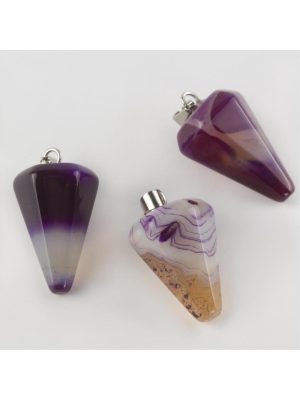 Akik Pandül Doğaltaş Kolye Ucu-Mor