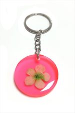 Kartopu Çiçeği Papatya Epoksi Anahtarlık-Açık Pembe