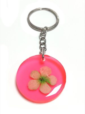 Kartopu Çiçeği Papatya Epoksi Anahtarlık-Açık Pembe