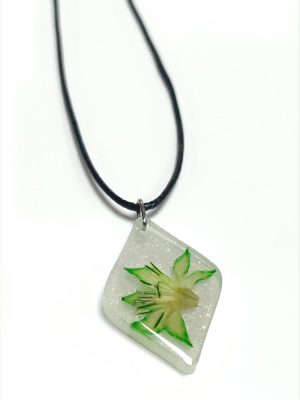 Tesbih Çiçeği Baklava Dilimli Epoksi Kolye-Yeşil