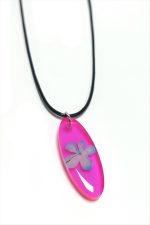 Kartopu Çiçeği Oval Epoksi Kolye-Fuşya