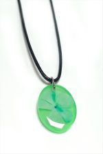 Kartopu Çiçeği Oval Epoksi Kolye-Yeşil - Görsel 3