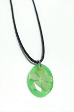 Kartopu Çiçeği Oval Epoksi Kolye-Yeşil