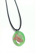 Kartopu Çiçeği Oval Epoksi Kolye-Yeşil - Görsel 2