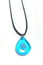 Unutma Beni Çiçeği Damla Epoksi Kolye-Mavi