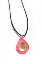 Kartopu Çiçeği Damla Epoksi Kolye-Turuncu