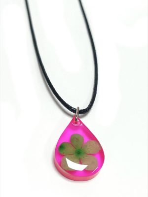 Kartopu Çiçeği Damla Epoksi Kolye-Pembe