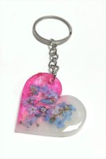 Unutmabeni Çiçeği Kalp Epoksi Anahtarlık-Pembe