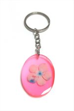 Kartopu Çiçeği Oval Epoksi Anahtarlık-Açık Pembe