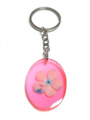 Kartopu Çiçeği Oval Epoksi Anahtarlık-Açık Pembe