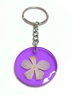 Kartopu Çiçeği Papatya Epoksi Anahtarlık-Mor
