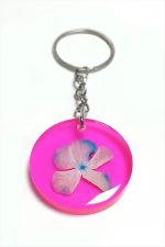 Kartopu Çiçeği Papatya Epoksi Anahtarlık-Fuşya