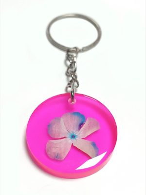 Kartopu Çiçeği Papatya Epoksi Anahtarlık-Fuşya