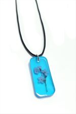 Unutmabeni Çiçeği Dikdörtgen Epoksi Kolye-Mavi - Görsel 2