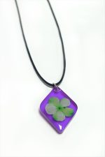 Kartopu Çiçeği Baklava Dilimli Epoksi Kolye-Mor - Görsel 2