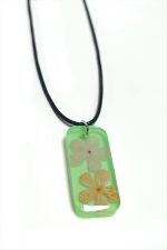 Kartopu Çiçeği Dikdörtgen Epoksi Kolye-Yeşil - Görsel 3