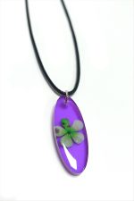 Kartopu Çiçeği Oval Epoksi Kolye-Mor