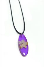 Kartopu Çiçeği Oval Epoksi Kolye-Mor - Görsel 2