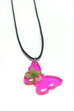 Kartopu Çiçeği Kelebek Epoksi Kolye-Fuşya - Görsel 2