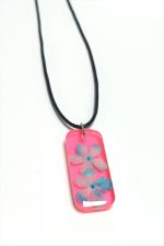 Kartopu Çiçeği Dikdörtgen Epoksi Kolye-Açık Pembe