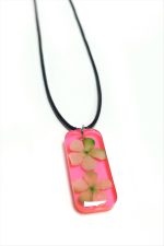 Kartopu Çiçeği Dikdörtgen Epoksi Kolye-Açık Pembe - Görsel 2