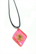 Kartopu Çiçeği Baklava Dilimli Epoksi Kolye-Açık Pembe - Görsel 3