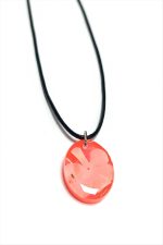 Kartopu Çiçeği Oval Epoksi Kolye-Turuncu - Görsel 2