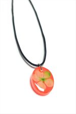 Kartopu Çiçeği Oval Epoksi Kolye-Turuncu - Görsel 3