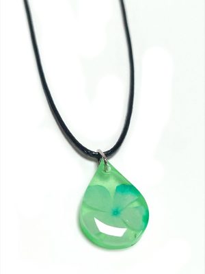 Kartopu Çiçeği Damla Epoksi Kolye-Yeşil