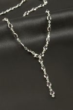 Oval Zirkon Taşlı Çelik Y Kolye-Mor - Görsel 2