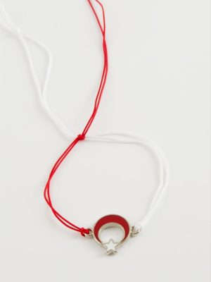 Ay Yıldız İp Bileklik-Kırmızı