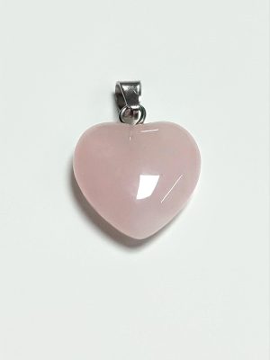 Pembe Kuvars Kalpli Doğaltaş Kolye Ucu Küçük 1,5 cm-Açık Pembe