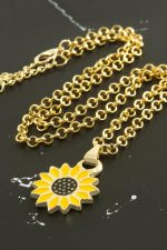 Ayçiçeği Mineli Kutulu Kolye-Sarı - Görsel 2