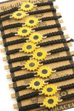 Papatya Makrome Örgülü Bileklik-Sarı