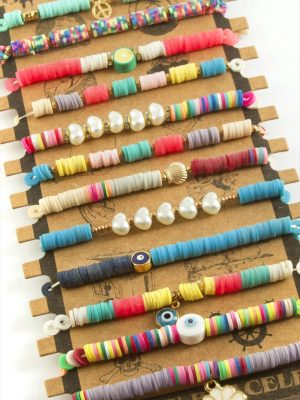 Karışık Fimo Boncuk Bileklik-Renkli