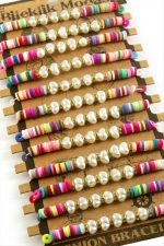 İnci Fimo Boncuk Bileklik-Beyaz