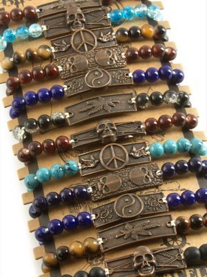 Karışık Aparatlı Cam Taş Makrome Örgü İp Bileklik-Renkli