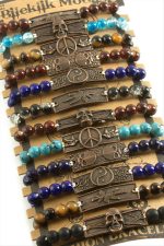 Karışık Aparatlı Cam Taş Makrome Örgü İp Bileklik-Renkli - Görsel 3