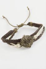 Metal Aparatlı Vinlex Deri Bileklik-Kahverengi - Görsel 2