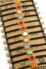 Yonca Makrome Örgülü Bileklik-Renkli