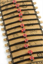 Uğur Böceği Makrome Örgülü Bileklik-Siyah