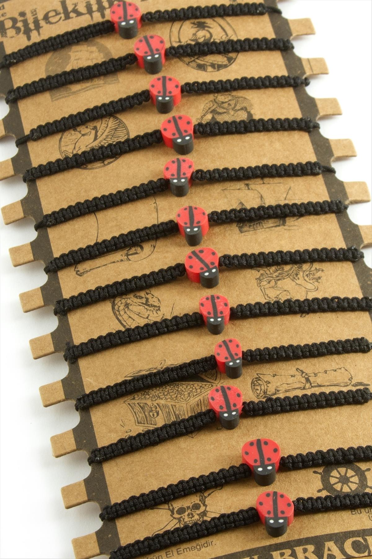 1208081_ugur-bocegi-makrome-orgulu-bileklik-e04b82.jpg Uğur Böceği Makrome Örgülü Bileklik-Siyah - Görsel 1