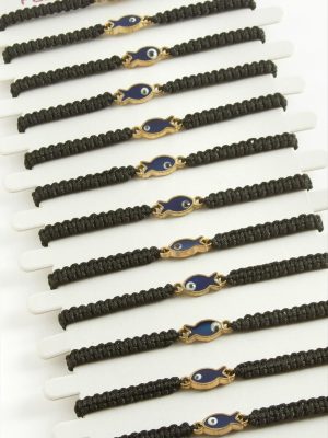 Balık Makrome Örgülü Bileklik-Siyah