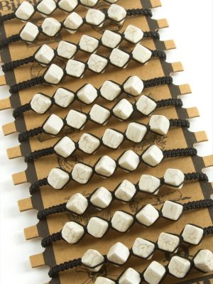 Küp Makrome Örgülü Bileklik-Beyaz