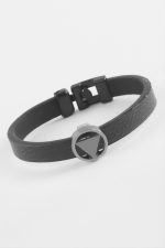 Üçgen Kaliteli Suni Deri Bileklik-Siyah